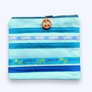 Peace and Love Small Makeup Bag Storage Pouch Cosmetic Clutch NEW with Tags